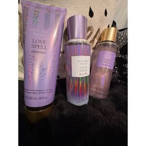 VS victorias secret perfume fragrance love spell  shimmer & bliss spray & lotion